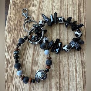 LuckyLu Bag Charm Beaded Stackable Bracelets Shell Brown Black
